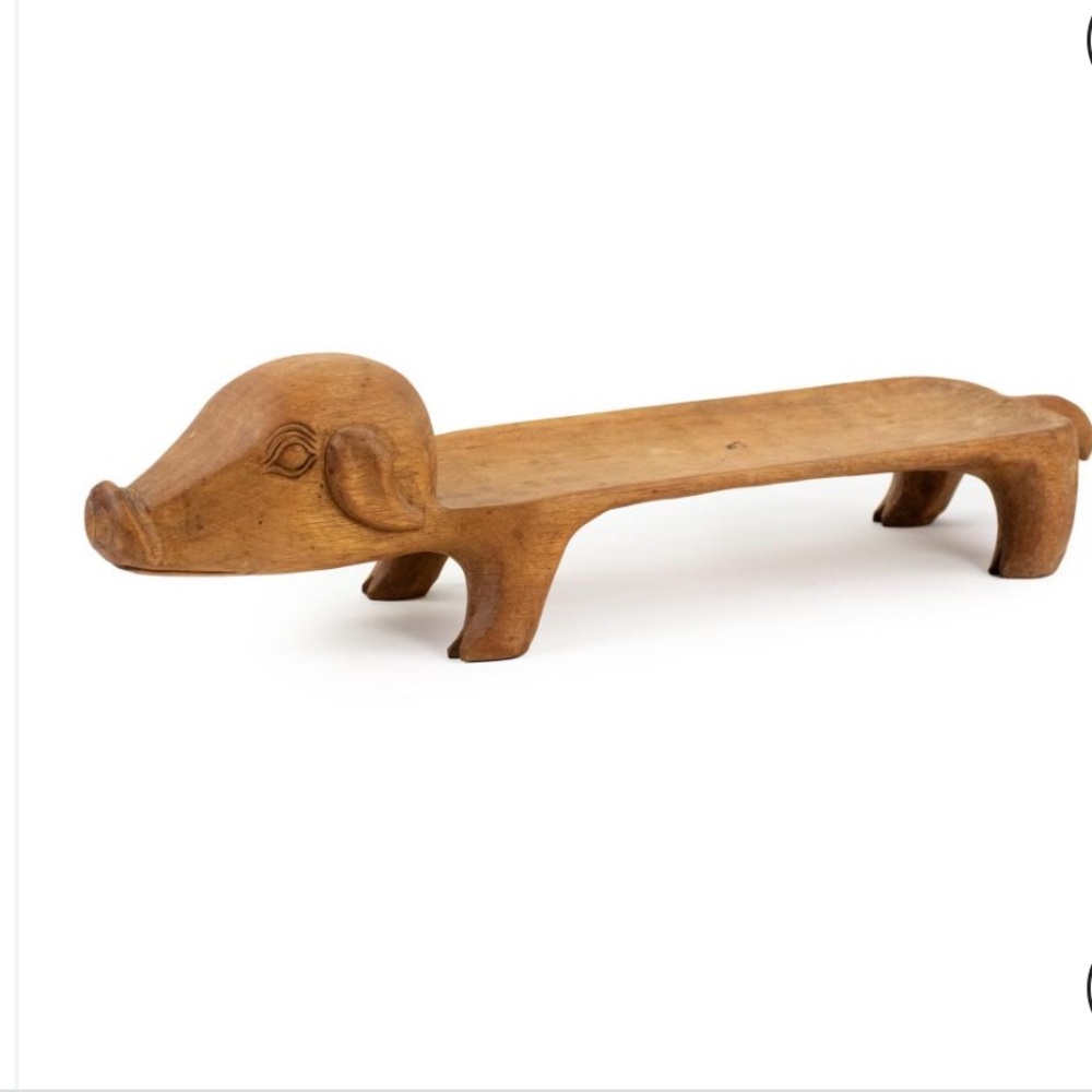 🐽 French Midcentury Carved Wood Pig Serving Platter